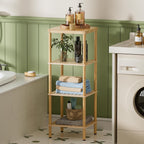 AmazerBath Estante de baño de bambú, estante de almacenamiento de baño de 4 niveles, estante de almacenamiento multifuncional para sala de estar, dormitorio, cocina, ahorrador de espacio