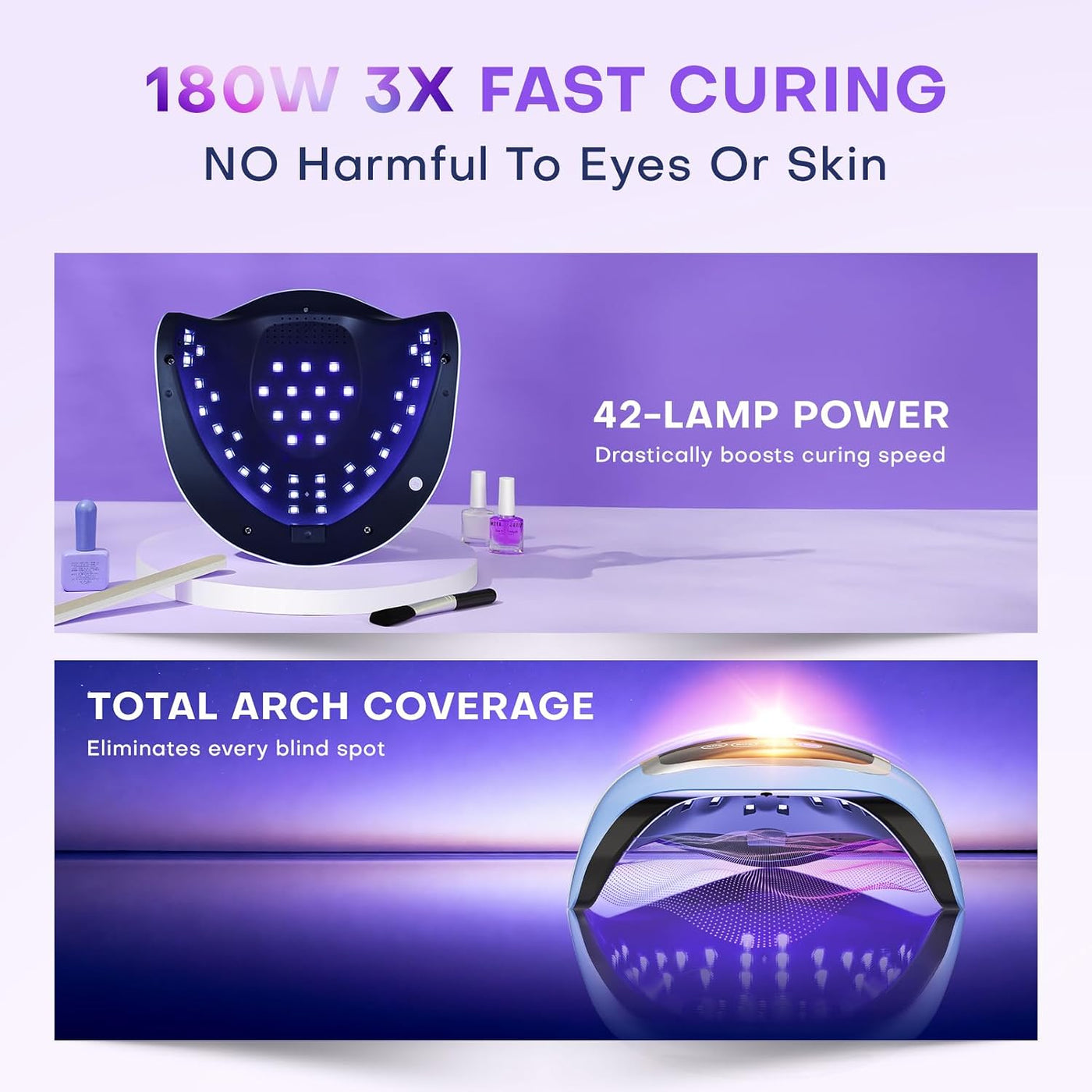 Gugusure Lámpara de uñas LED UV, secador de uñas mejorado de 180 W...