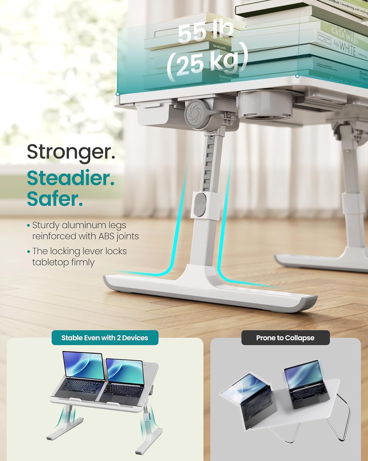 SONGMICS Escritorio para computadora portátil de cama, plegable