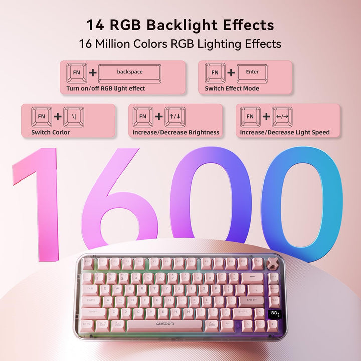 AUSDOM K75pro - Teclado cremoso inalámbrico para juegos, teclado de...