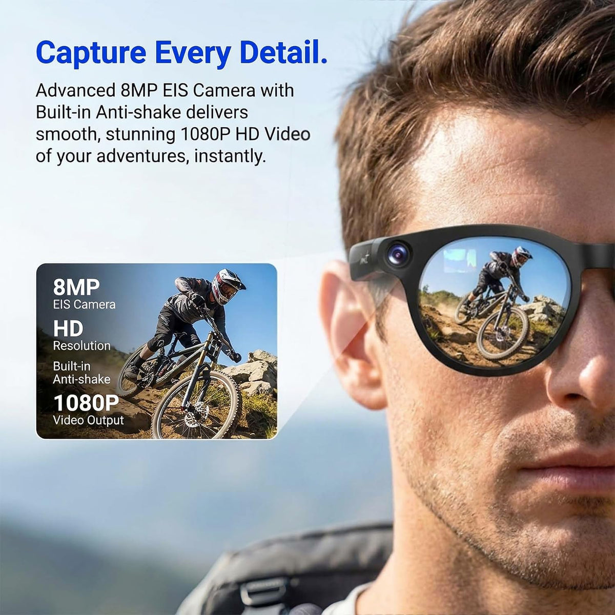 Gafas inteligentes AI con cámara, gafas de sol de grabación de video