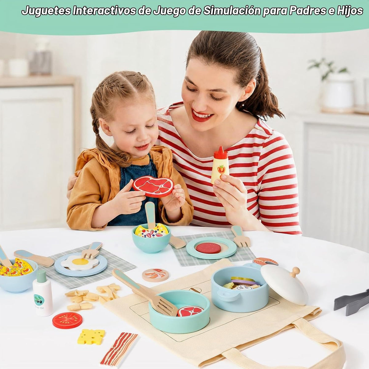 Juego de cocina de madera del juego de 63 piezas, accesorios de