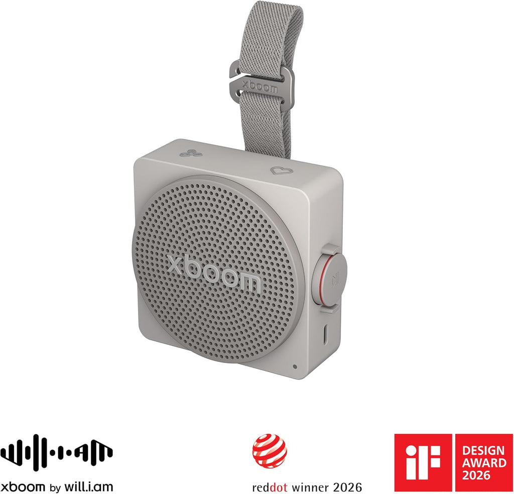 LG xboom Mini by will.i.am - Altavoz Bluetooth portátil, color gris cálido
