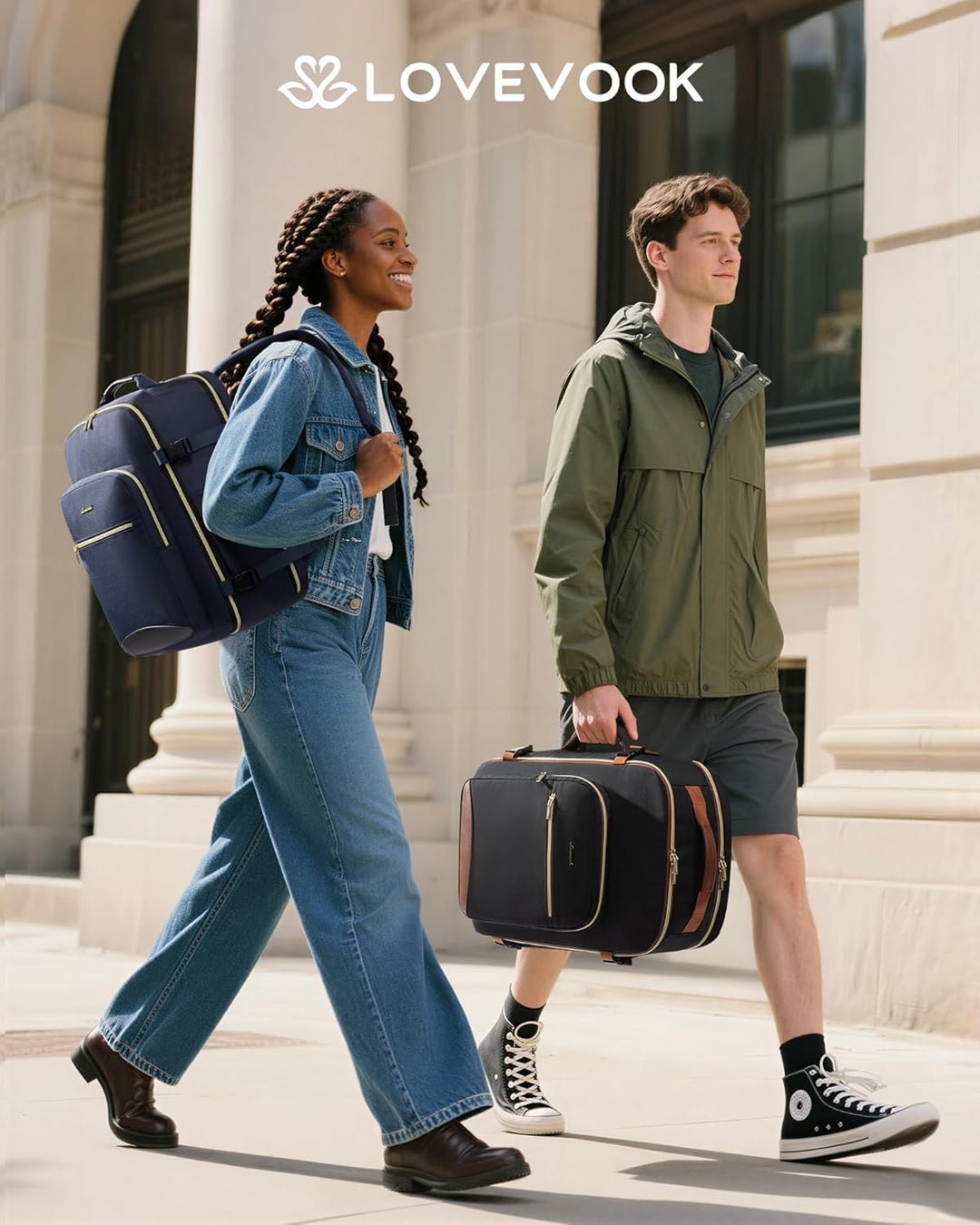 LOVEVOOK Mochila de viaje de mano, 1 negro-marrón, Mochilas de viaje