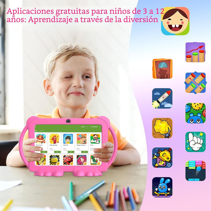 HOTTABLET Tableta para niños de 7 pulgadas, Android 12, 4 GB de RAM...