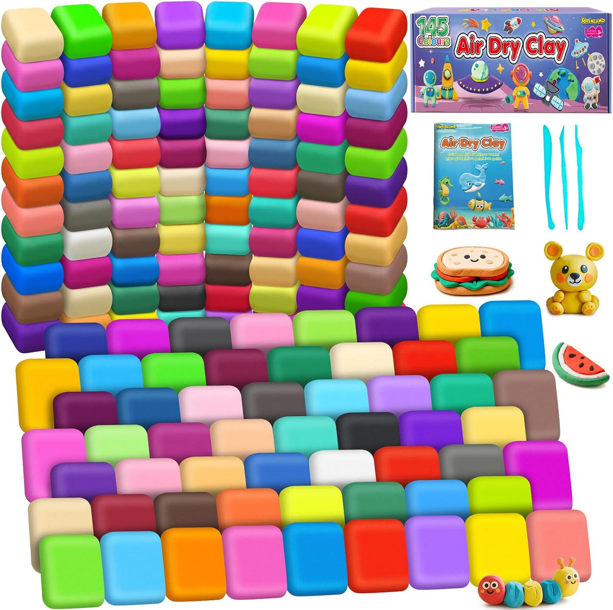 Arcilla seca al aire 145 colores, arcilla de modelado para niños, juguete