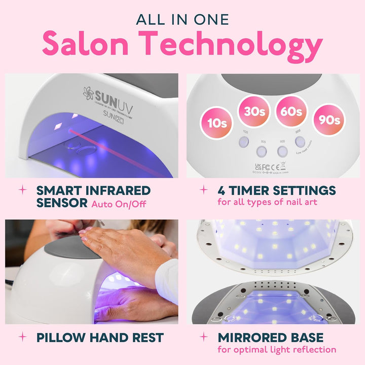 SUNUV Luz UV para esmalte de uñas de gel, lámpara de uñas LED UV co...