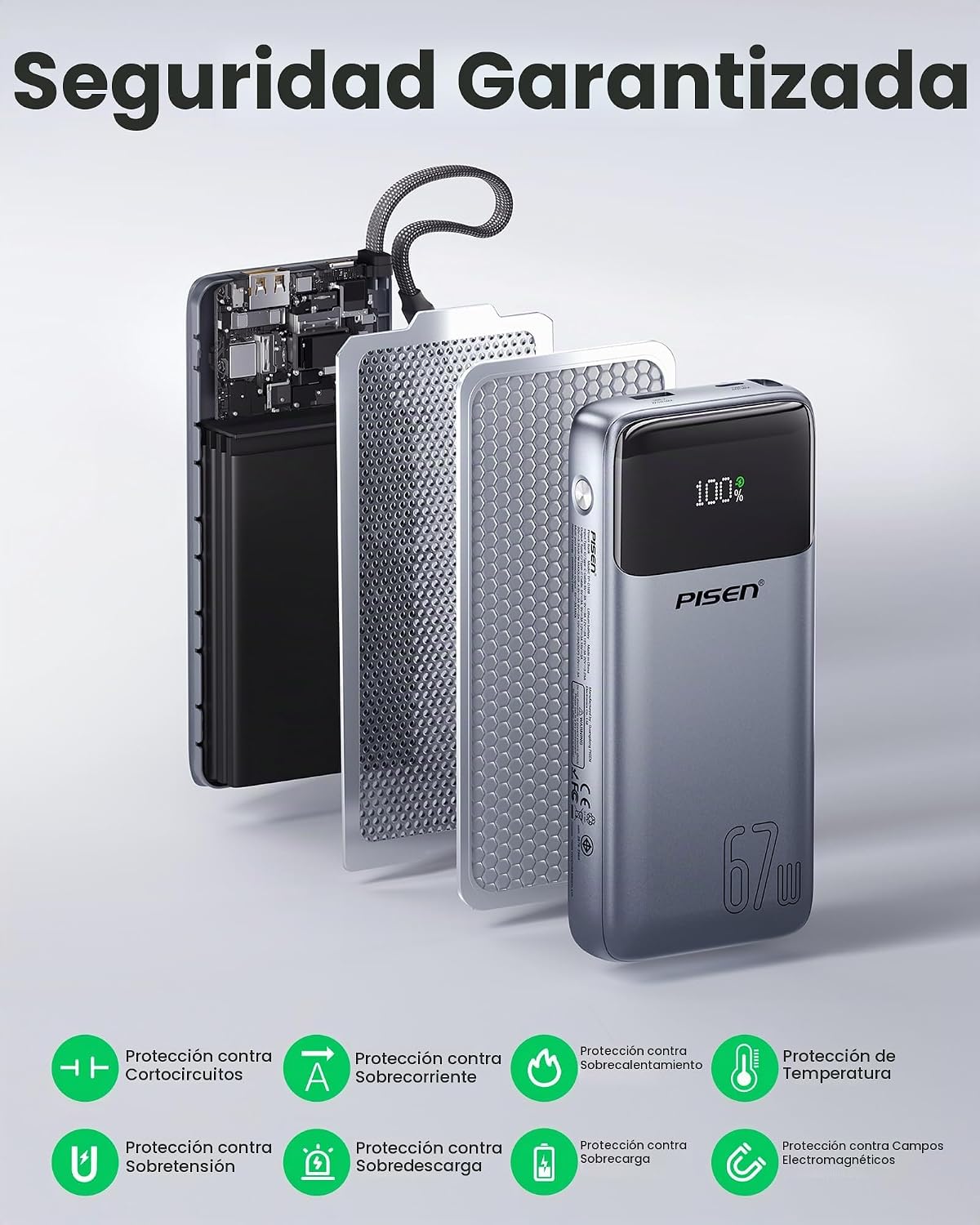 PISEN Banco de energía con certificación 3C - 20000mAh 67W CCC Powe...