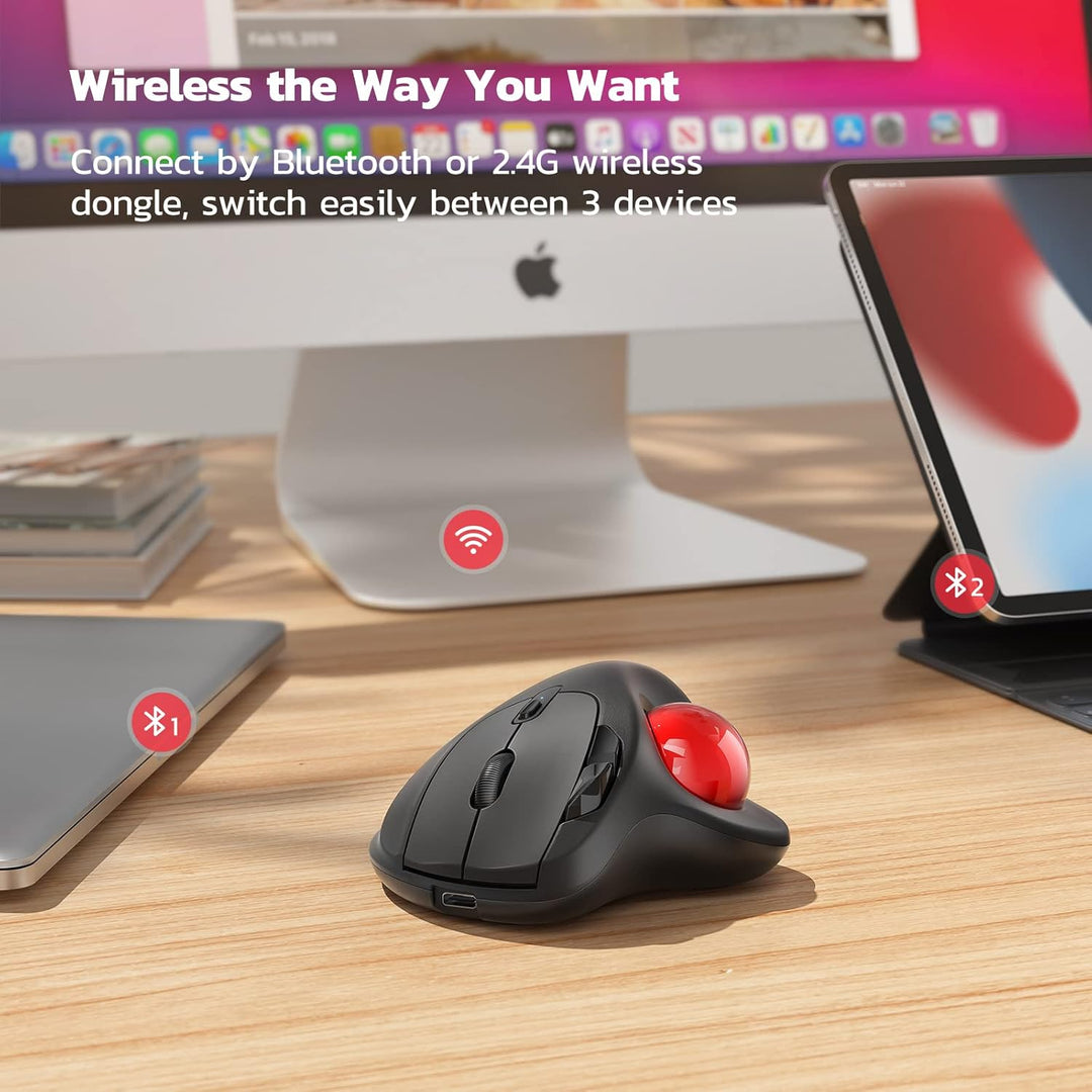 Nulea Ratón Trackball Inalámbrico M501, Ergonómico Recargable, Cont...