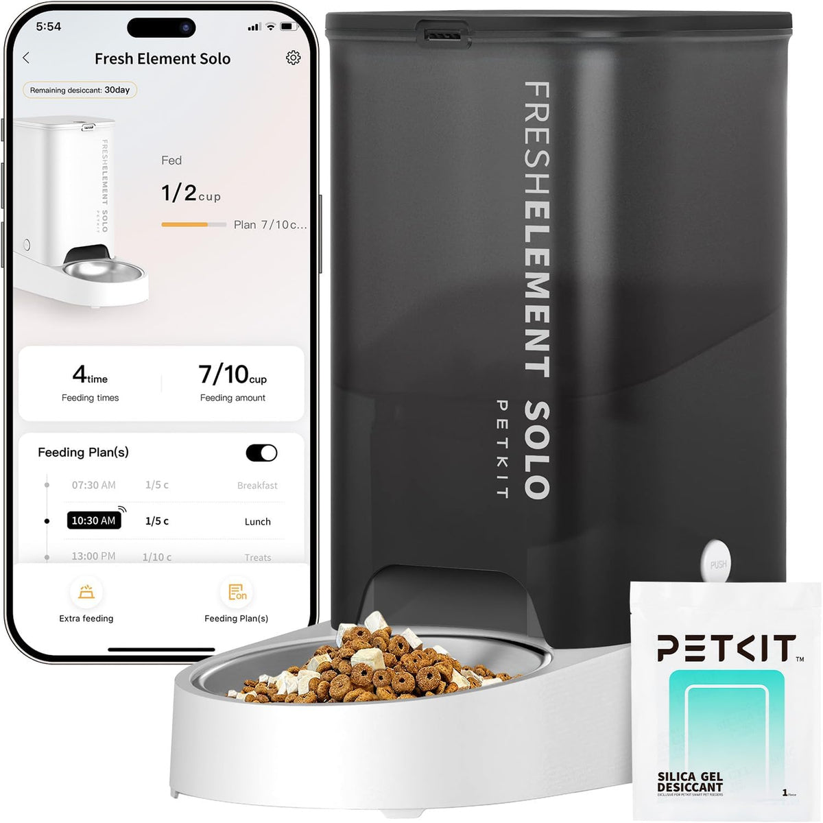 PETKIT Comedero Automático para Gatos, Comedero Automático para Perros WiFi 2.4G, Dispensador de Comida para Mascotas con Control de Aplicación y Sistema Triple Fresh-Lock, Hasta 10 Comidas al Día