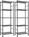 2-Pack Estantes de Almacenamiento de Metal de 5 niveles, 18.4"x12.6"x57.4", Negro