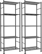 2-Pack Estantes de Almacenamiento de Metal de 5 niveles, 18.4"x12.6"x57.4", Negro