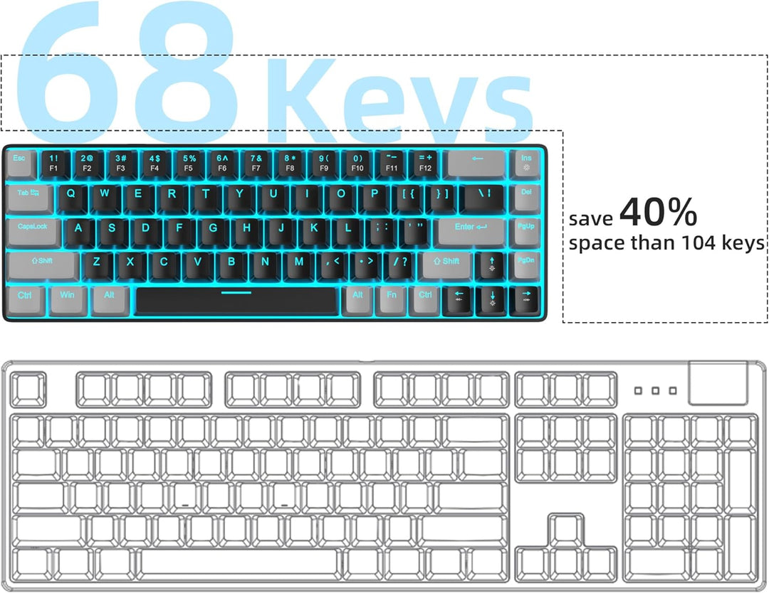 MageGee MK-Box - Teclado mecánico portátil 60% para juegos, retroil...