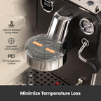 Gemilai Owl G3006 - Máquina de café expreso para el hogar, control de temperatura PID y cabezal de grupo comercial de 2.283 in, cafetera de acero inoxidable para arte latte de calidad barista, pantalla de datos dual, color negro