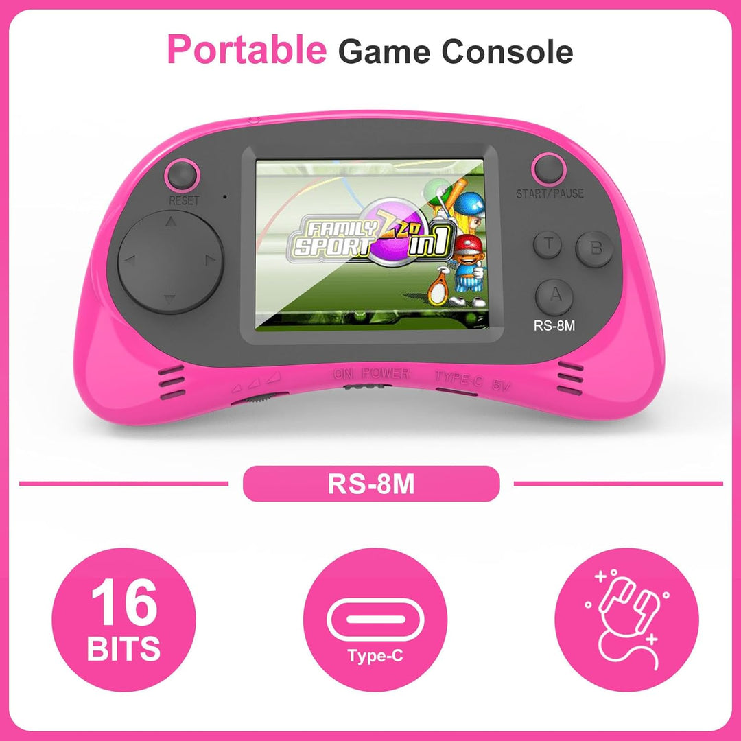 Juegos de mano para niños, videojuego retro de 16 bits con 220 jueg...