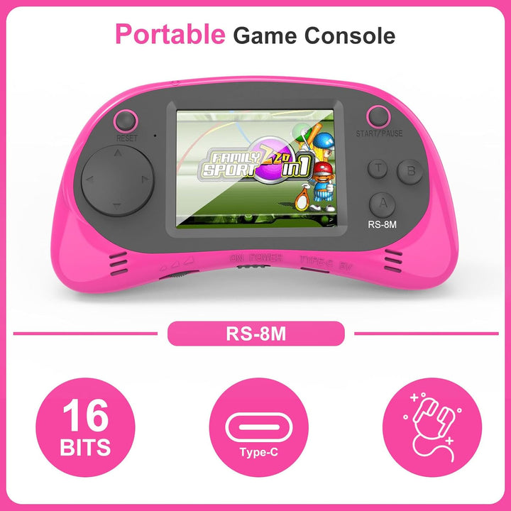 Juegos de mano para niños, videojuego retro de 16 bits con 220 jueg...