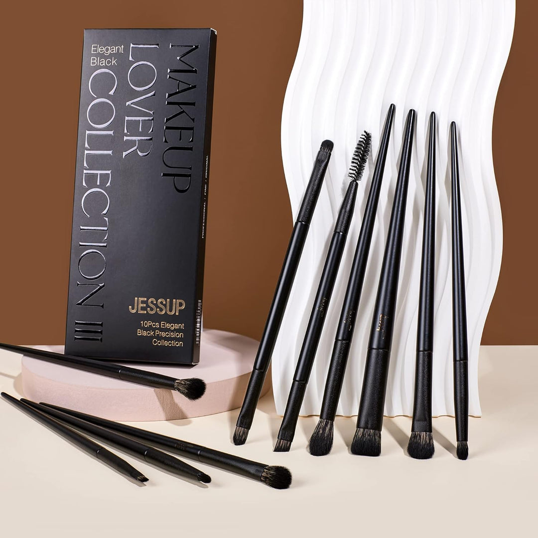 Jessup Juego de Brochas para Sombra de Ojos, 10 Piezas Brochas de M...