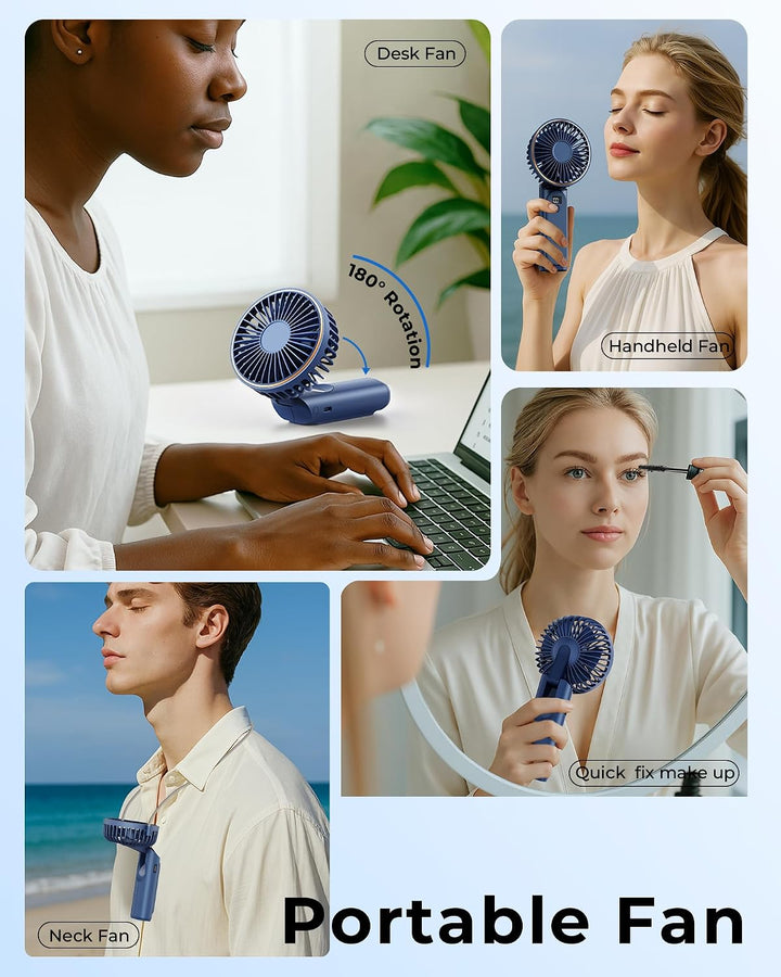 TUNISE Ventilador de Mano Portátil, Ventilador Portátil Recargable,...