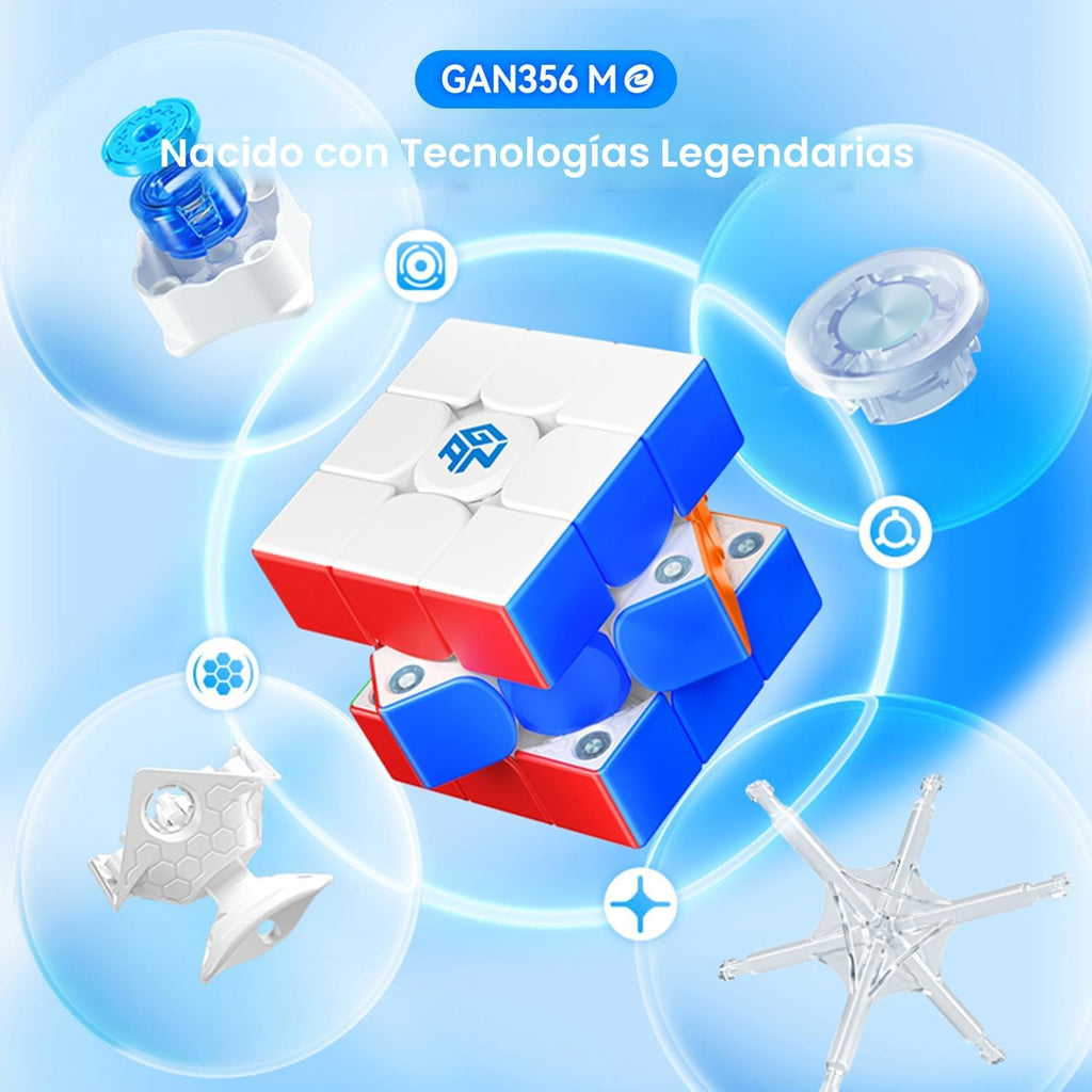 GAN 356 ME, Speed Cube 3x3 Juguete de Rompecabezas Magnético con 48 Imanes GES Pro+ Personalizado 12 Configuraciones de Tensión, Ideal para Niños, Chicos y Adultos, Versión Mejorada GAN 356 M, Versión