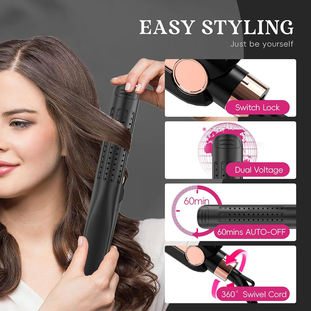 SKIMI Airflow Styler 2.0 - Plancha plana de titanio y rizadora, 96...