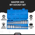 NEIKO 10388A Juego de llaves hexagonales Allen, 33 piezas SAE y métricas, acero S2, 5/64"-3/4", 2mm-19mm