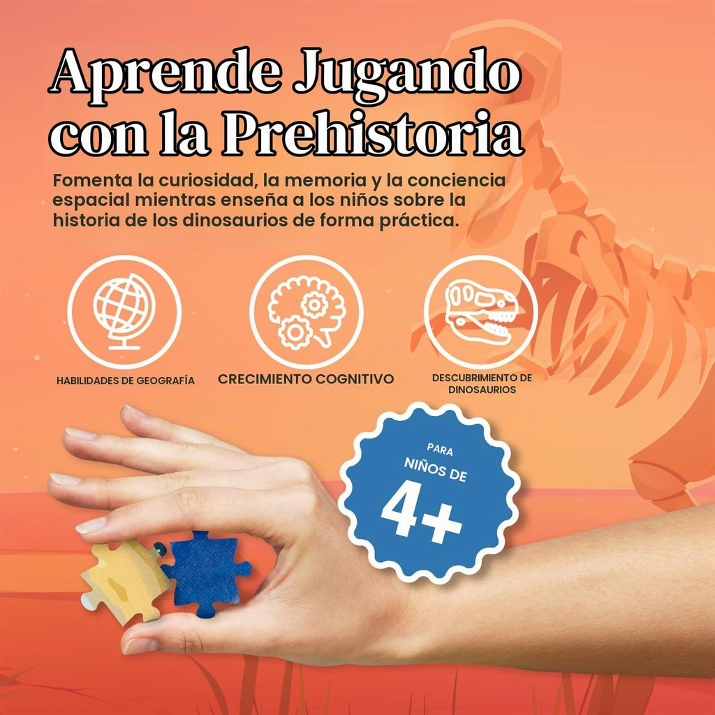 Rompecabezas de Dinos del Mundo de 19 x 13 pulgadas para niños