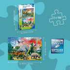 Ravensburger - Dinosaurios - Paquete de 2 rompecabezas de 150 piezas - Piezas XXL para un montaje más fácil - Imágenes espaciales impresionantes y atrevidas - Calidad premium - Regalo ideal