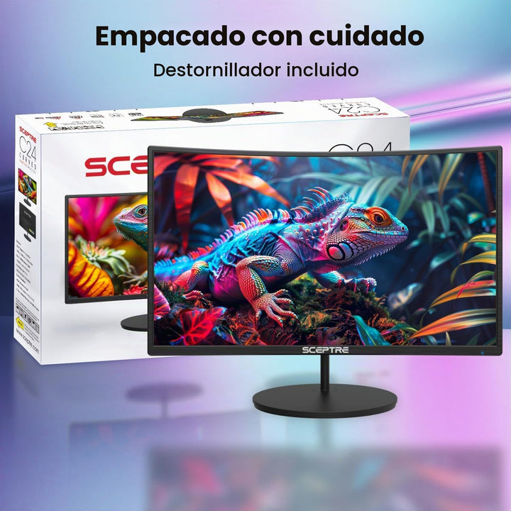 ¡Nuevo! Sceptre - Monitor curvo para videojuegos de 24 pulgadas, 10...