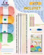 Aeelike Kit de tejido para adultos principiantes, juego de punto de paño de