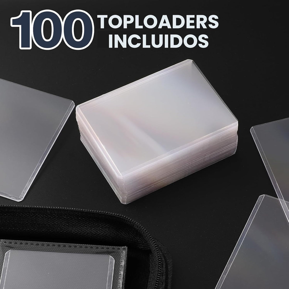 Carpeta Top Loader 9 Bolsillos, Capacidad para 360 Toploaders, 100 Toploaders INCLUIDOS