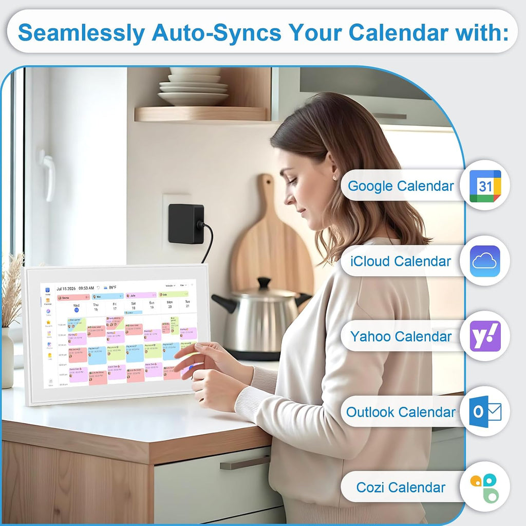 Calendario digital de 15.6 pulgadas, pantalla táctil de pared, calendario electrónico de 32 GB + planificador familiar inteligente, montaje en pared y escritorio, regalos para mujeres y hombres, regalos para mamá y papá