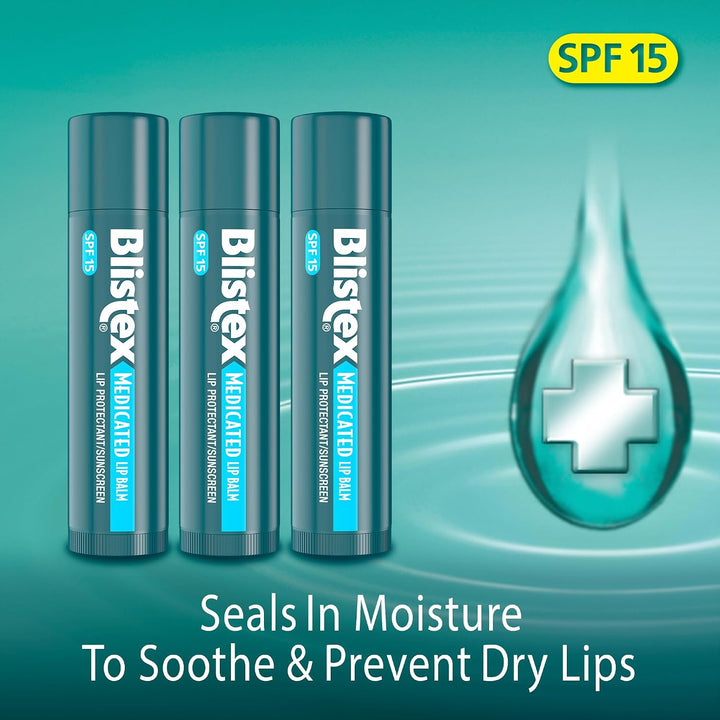 Blistex Bálsamo labial medicado, 0.15 onzas, 3 unidades (paquete de...