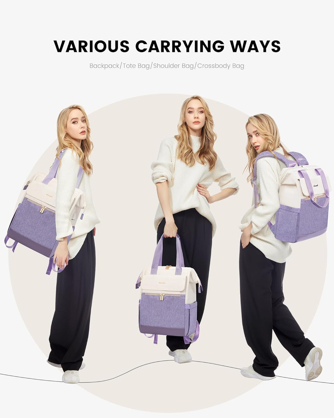LOVEVOOK Mochila para laptop para mujer, mochila de trabajo convert...