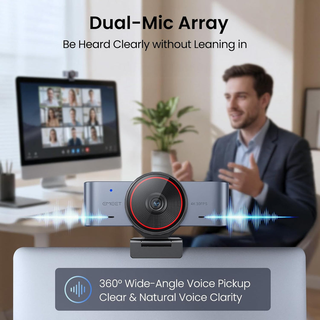 EMEET Cámara web C960 Ultra 4K para Mac y PC, sensor más grande de...