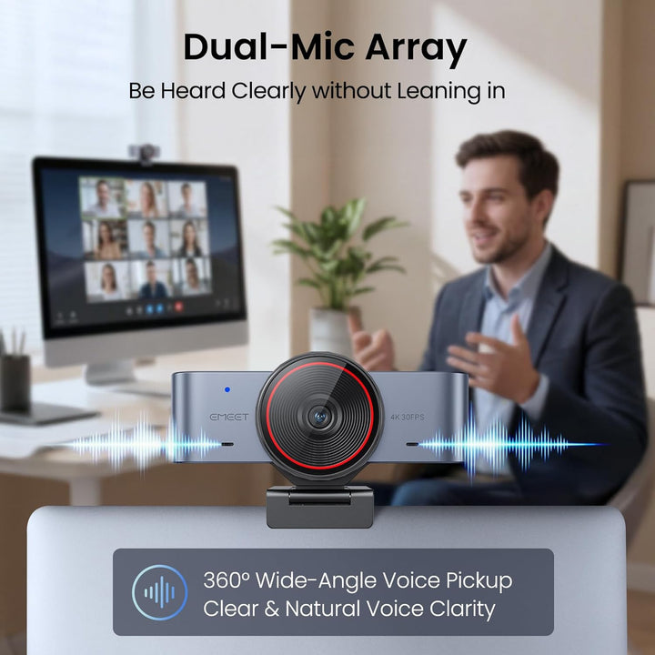 EMEET Cámara web C960 Ultra 4K para Mac y PC, sensor más grande de...