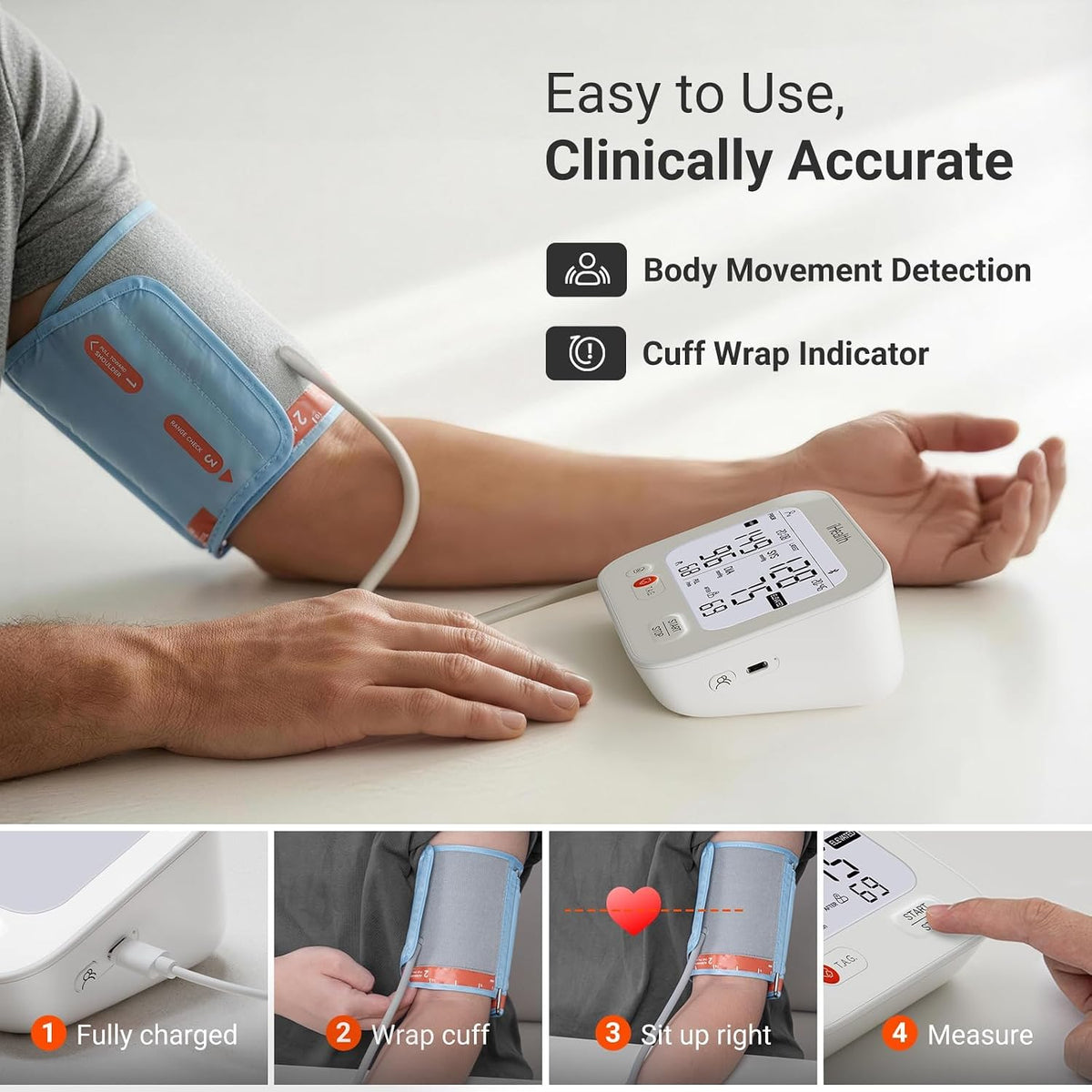 iHealth Jurni Smart - Monitor de presión arterial recargable, pantalla