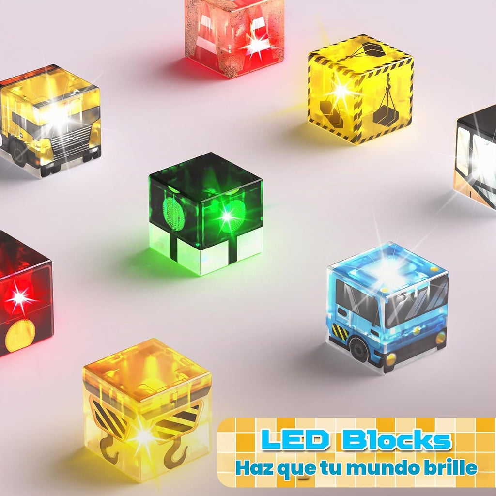ToyUnited - 200 bloques magnéticos iluminados, bloques de construcción magnéticos, apilables, temática de construcción, STEM Montessori sensorial, regalos de cumpleaños, juguetes para niños y niñas de 3 a 12 años