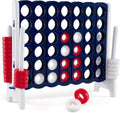 Costzon Giant 4 en una fila, Jumbo 4 a puntuación, juego de mesa gigante para niños y adultos, juego de conexión para patio interior y exterior, de 1.07 m de altura con 42 anillos Jumbo y deslizador