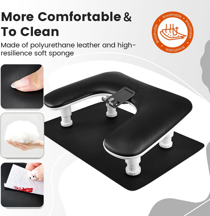 JODSONE Reposabrazos de manicura negro en forma de U para uñas con...
