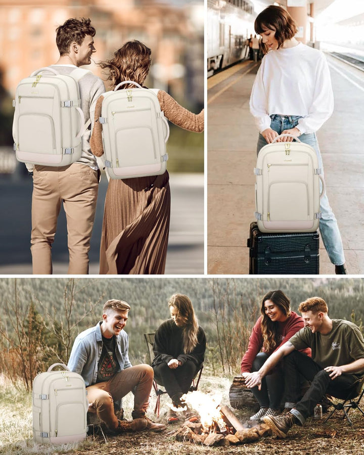 LOVEVOOK Mochila de viaje para mujer y hombre, Beige, Mochilas de v...