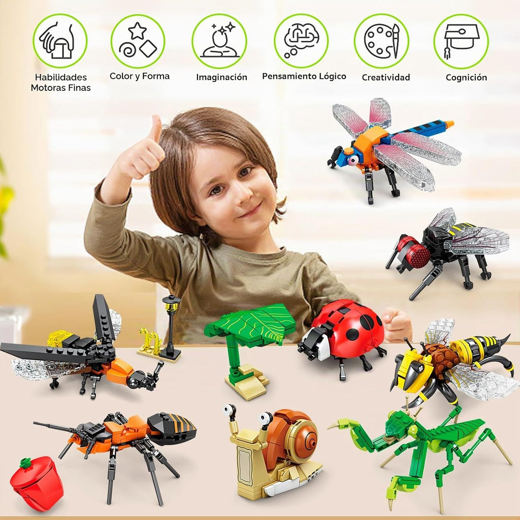 KAZI - Juego de juguetes de construcción de insectos, bloques de