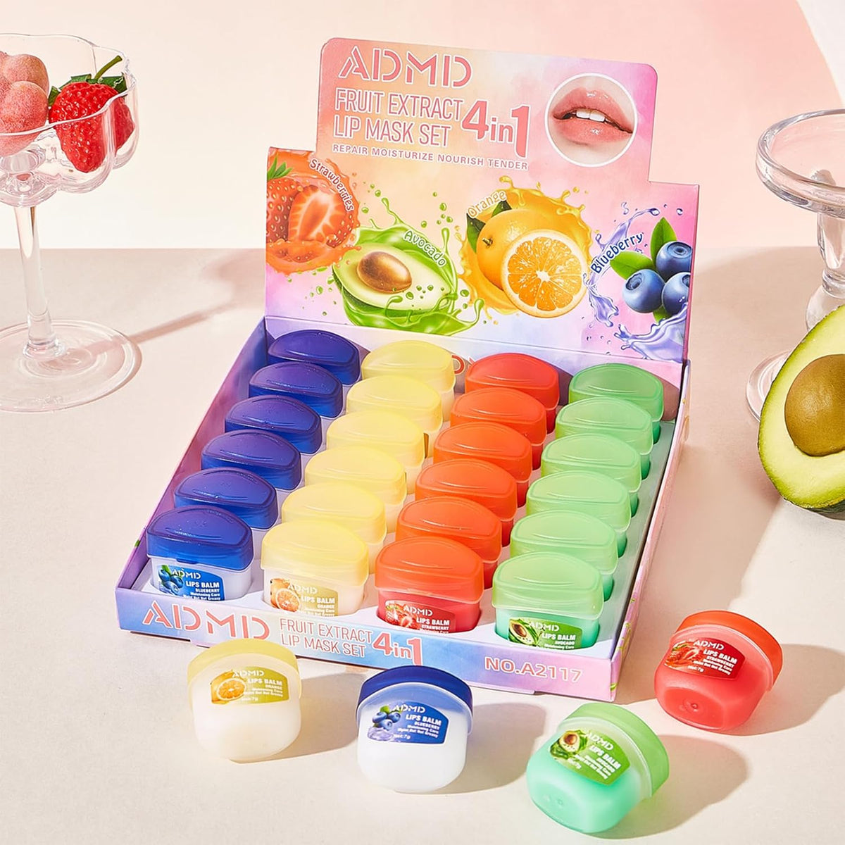 Paquete de 24 bálsamos labiales a granel surtidos de frutas para el...