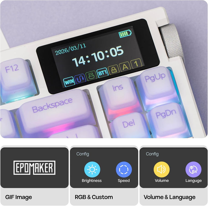 EPOMAKER Teclado inalámbrico G84 PRO para juegos con pantalla y per...