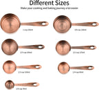 Juego de Tazas y Cucharas Medidoras Smithcraft, Juego de Tazas y Cucharas Medidoras de Cobre para Hornear y Cocina, Taza Medidora y Cuchara de Acero Inoxidable para Seco y Líquido, Juego de 7 Tazas