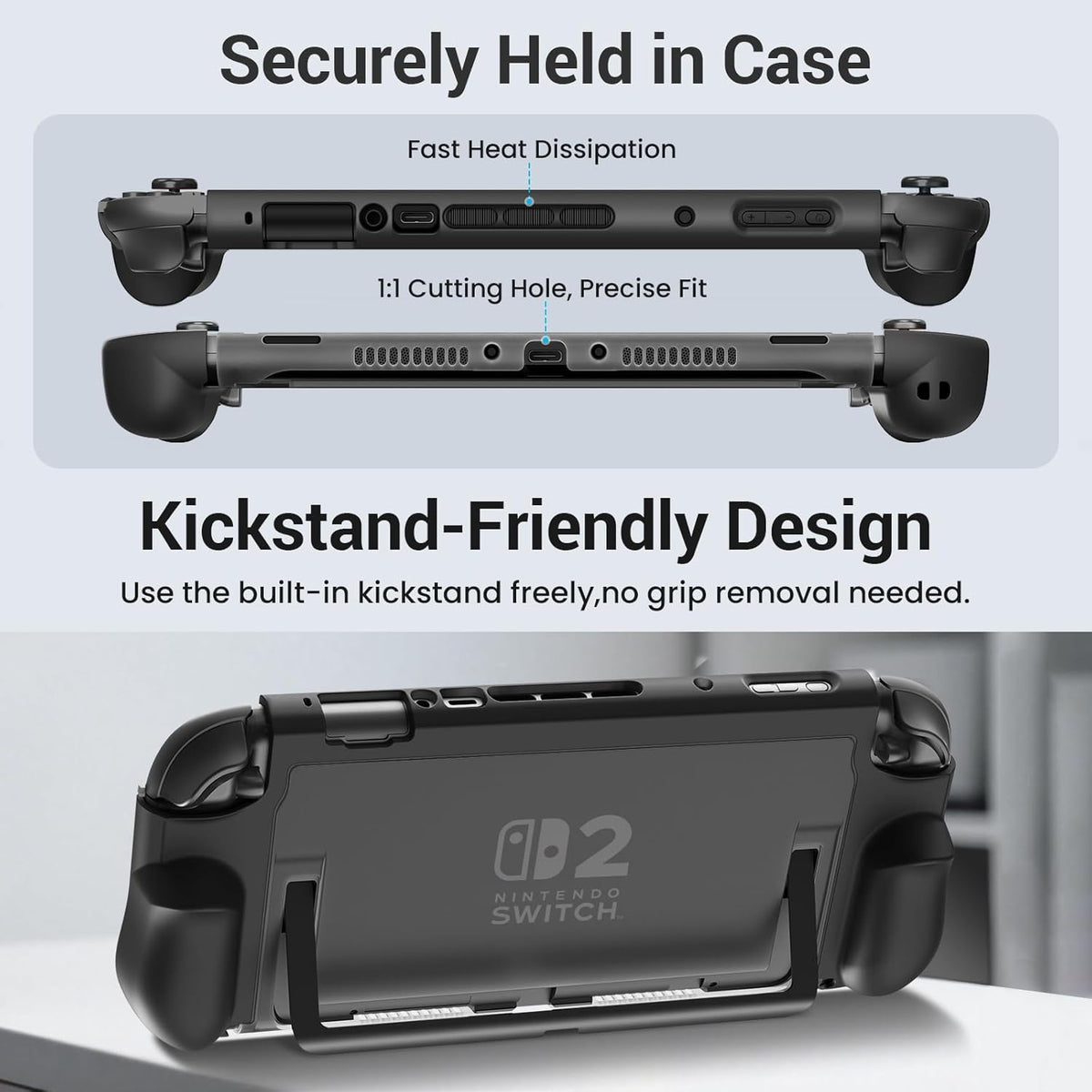 Switch 2 Case PC Front Cover Dockable TPU Ergonomic Grip