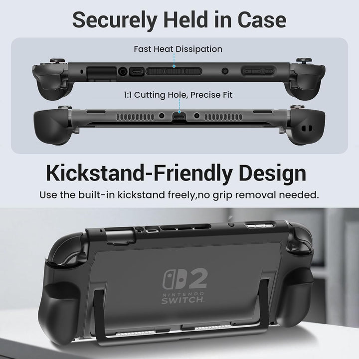 Switch 2 Case PC Front Cover Dockable TPU Ergonomic Grip