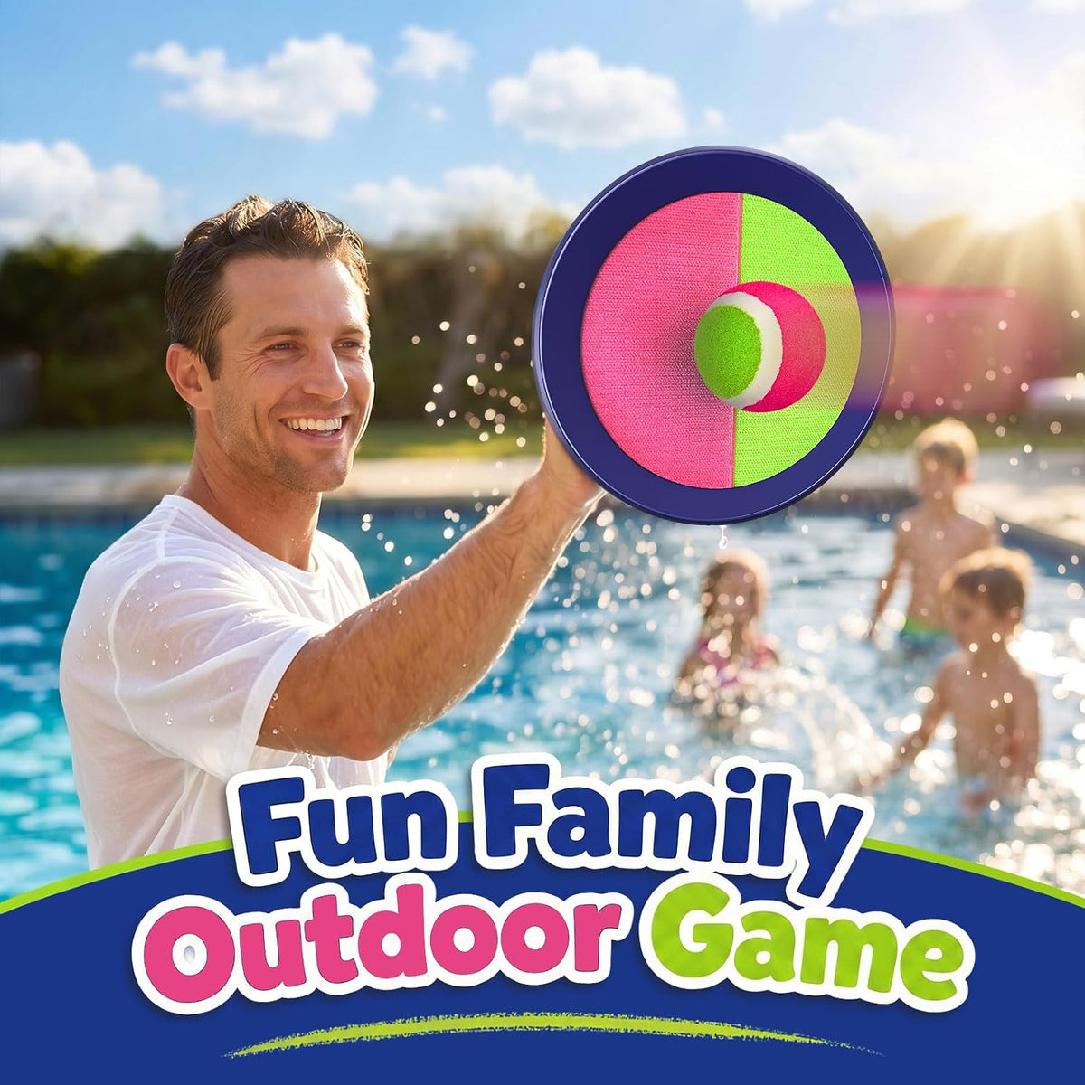 Juego de pelotas para lanzar y atrapar, juego de pelota de remo para niños para jugar al aire libre en el patio trasero