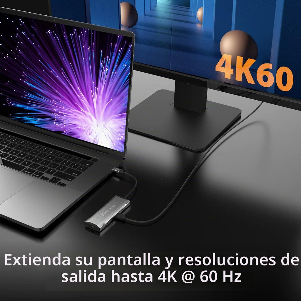 j5create Estación de acoplamiento para laptop, 9 en 1, 4K60Hz HDMI, USB-C