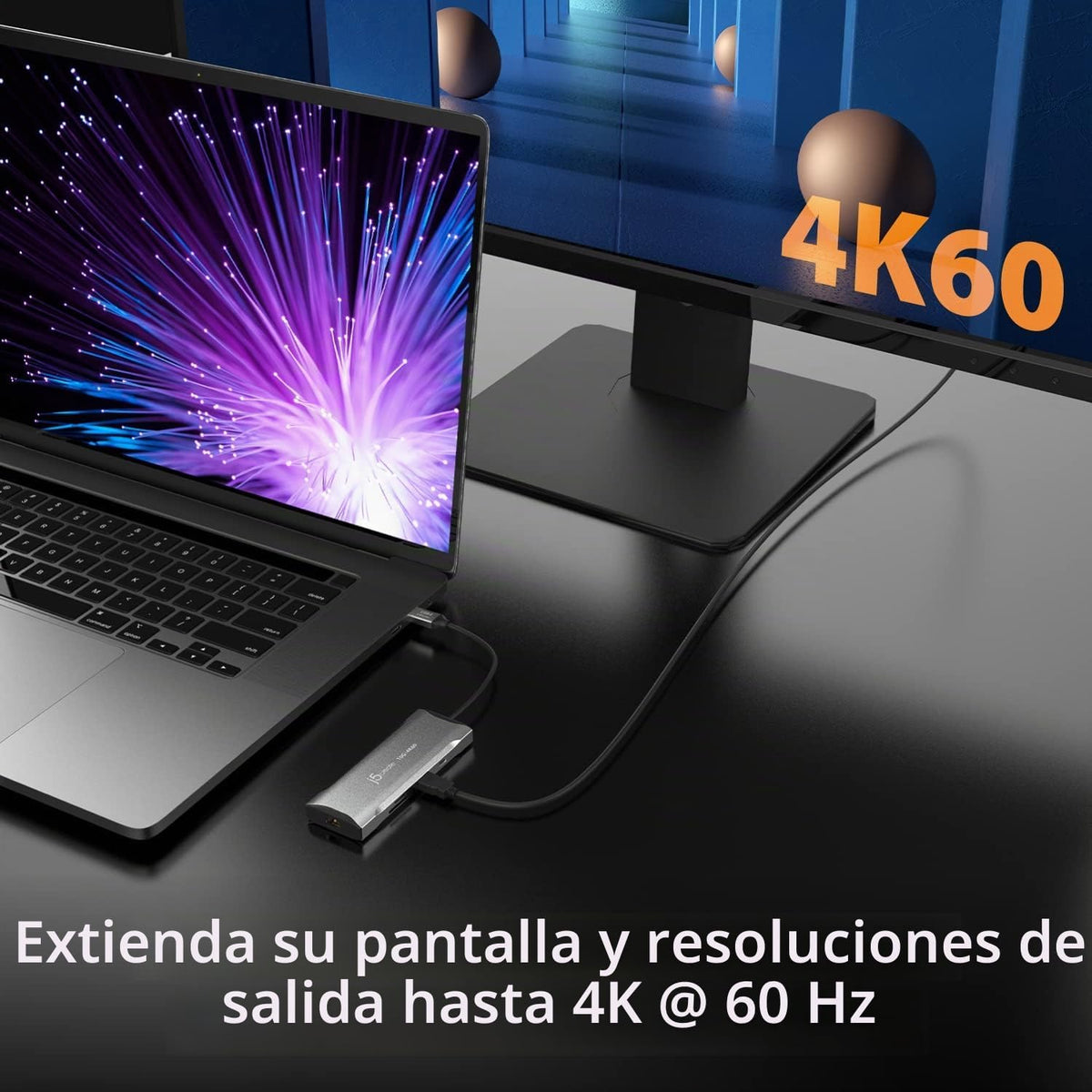 j5create Estación de acoplamiento para laptop, 9 en 1, 4K60Hz HDMI, USB-C