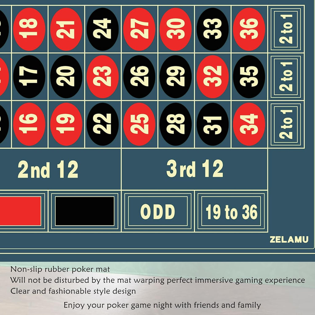 Tapete de mesa de póquer de ruleta, 47 x 23.6 pulgadas, tapete de goma